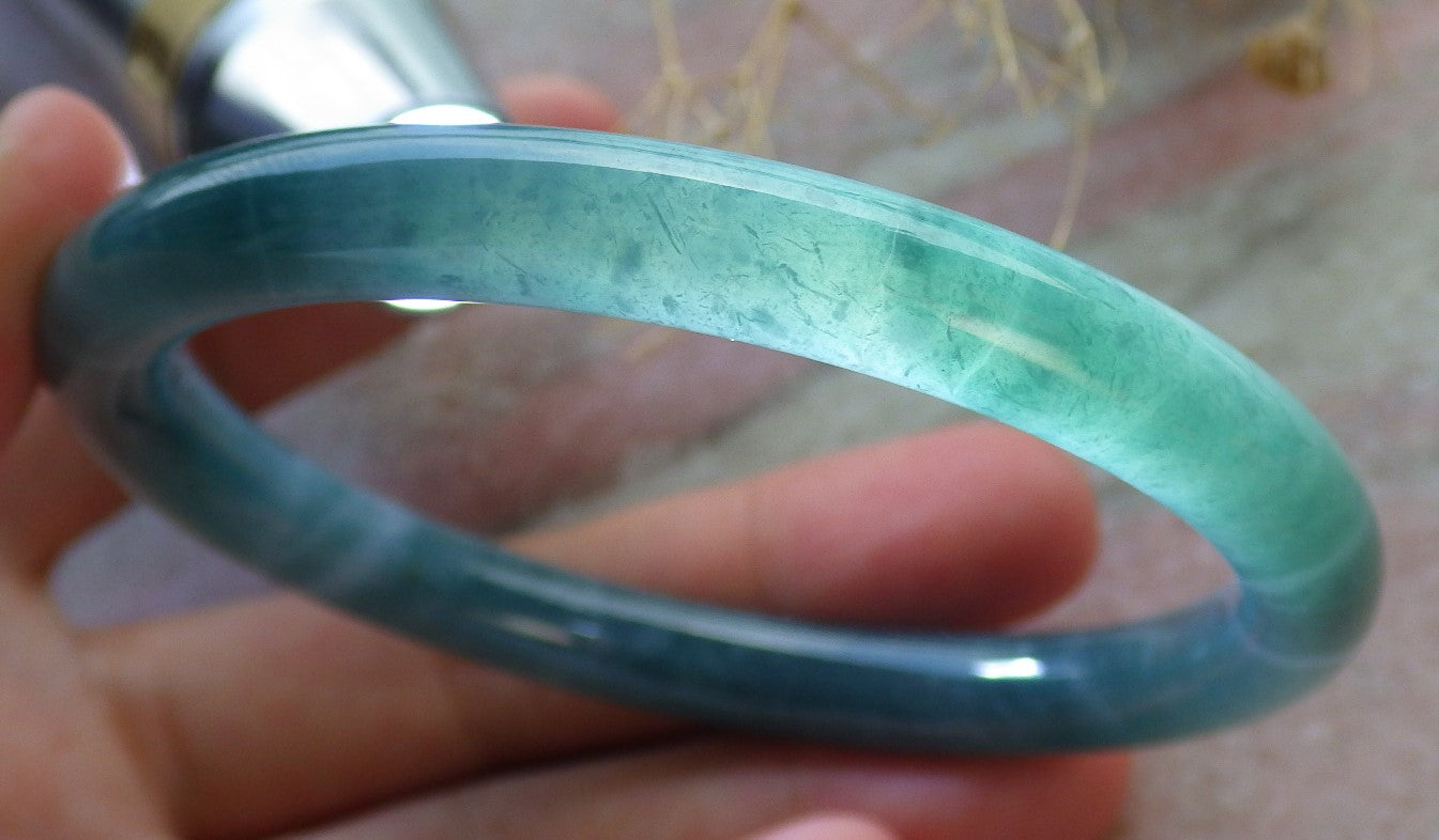 Certified Green Burma 100% Natural A JADE Jadeite Circle Bangle Bracelet 58 mm 手镯 638019 TN