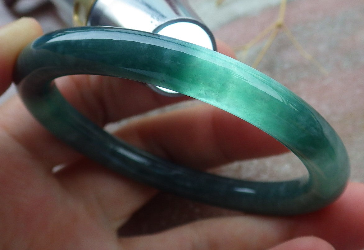 Certified Icy Green Burma 100% Natural A JADE Jadeite Circle Bangle Bracelet 53 mm 手镯 638093 TN