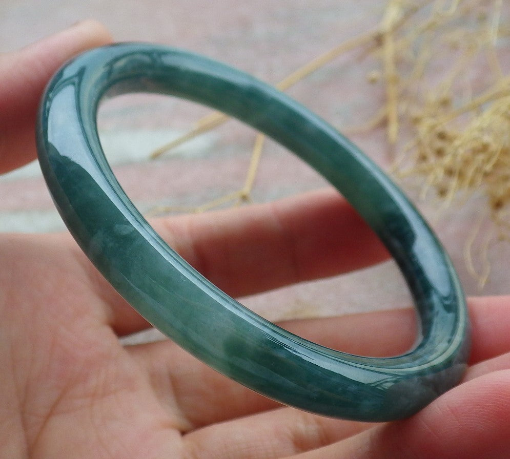 Certified Icy Green Burma 100% Natural A JADE Jadeite Circle Bangle Bracelet 53 mm 手镯 638093 TN