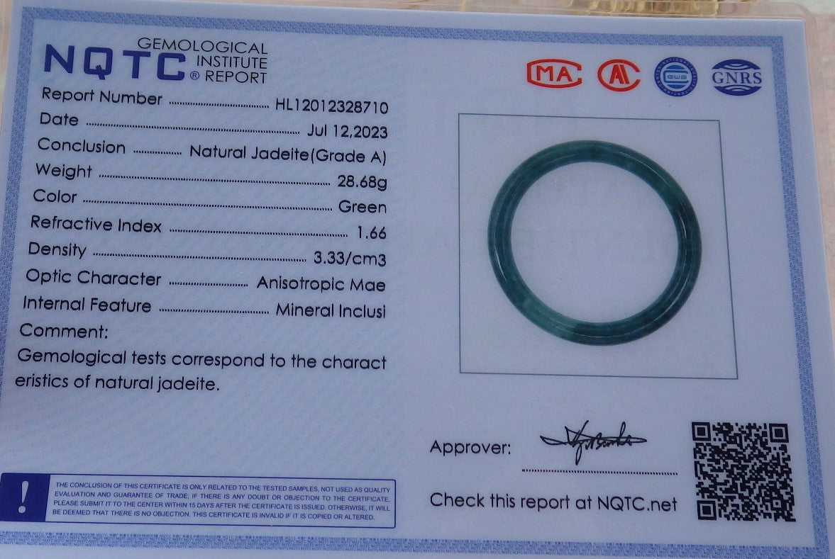 Certified Icy Green Burma 100% Natural A JADE Jadeite Circle Bangle Bracelet 53 mm 手镯 638093 TN