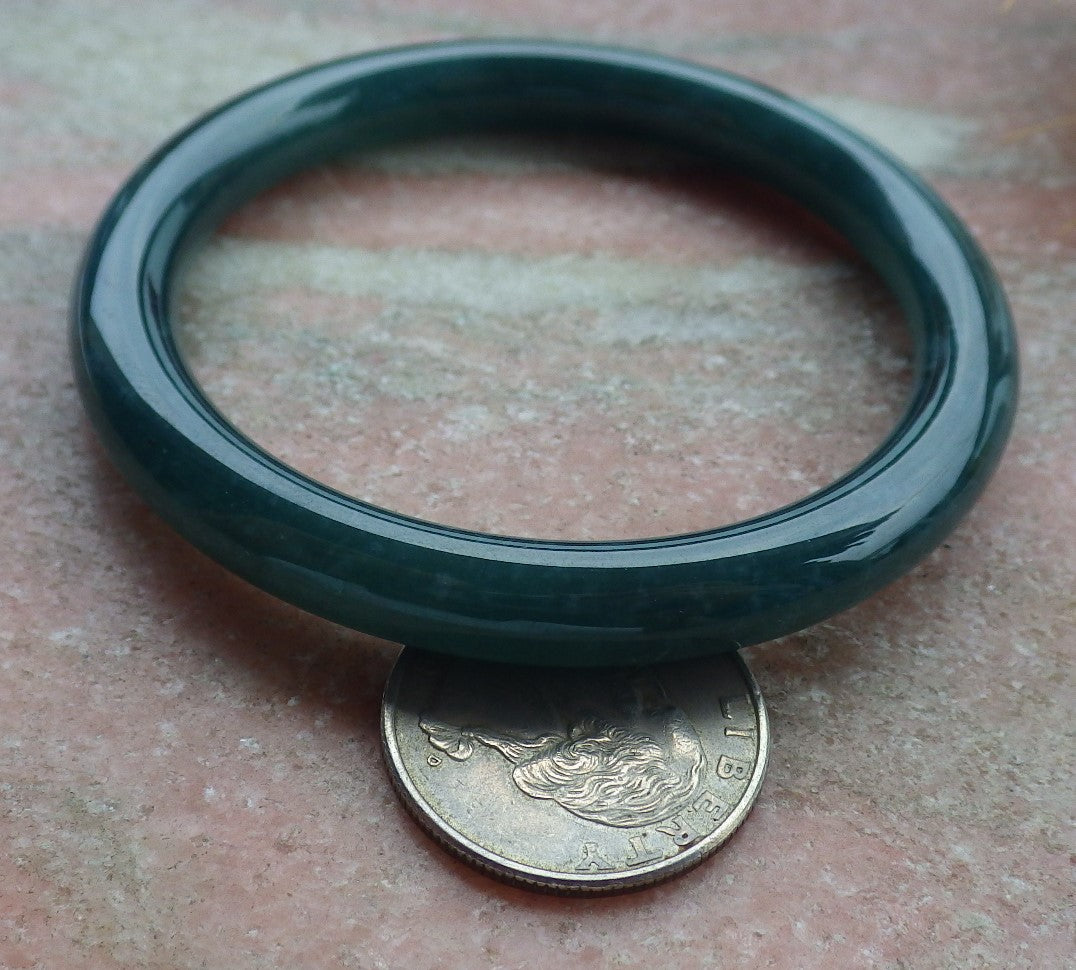Certified Icy Green Burma 100% Natural A JADE Jadeite Circle Bangle Bracelet 55 mm手镯 638300 TN