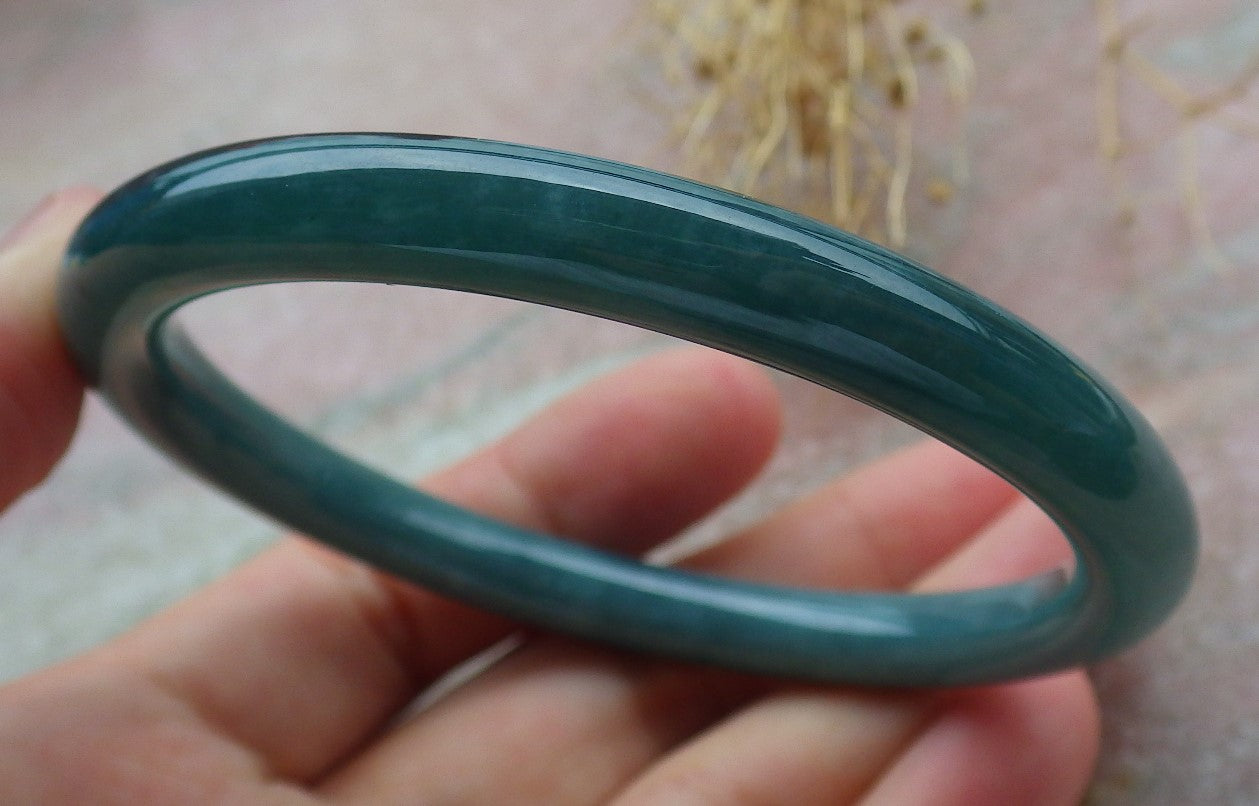 Certified Icy Green Burma 100% Natural A JADE Jadeite Circle Bangle Bracelet 59 mm 手镯 638310 TN