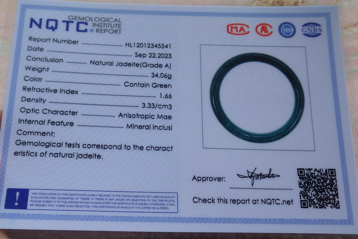 Certified Icy Green Burma 100% Natural A JADE Jadeite Circle Bangle Bracelet 58 mm 手镯 638338 TN