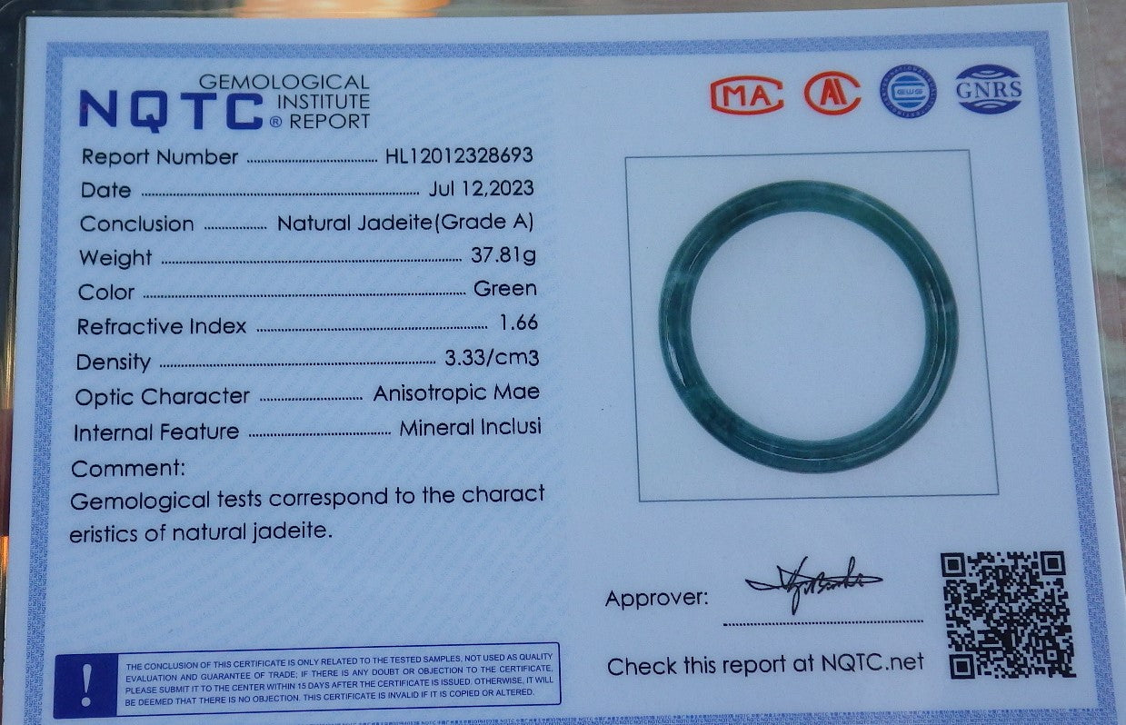 Certified Icy Green Burma 100% Natural A JADE Jadeite Bangle Bracelet 58 mm 手镯 638514 TN
