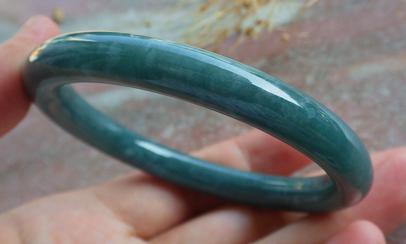 Certified Green Burma 100% Natural A JADE Jadeite Bangle Bracelet 54 mm 手镯 638535 TN