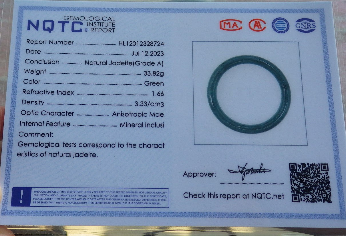 Certified Green Burma 100% Natural A JADE Jadeite Bangle Bracelet 54 mm 手镯 638535 TN