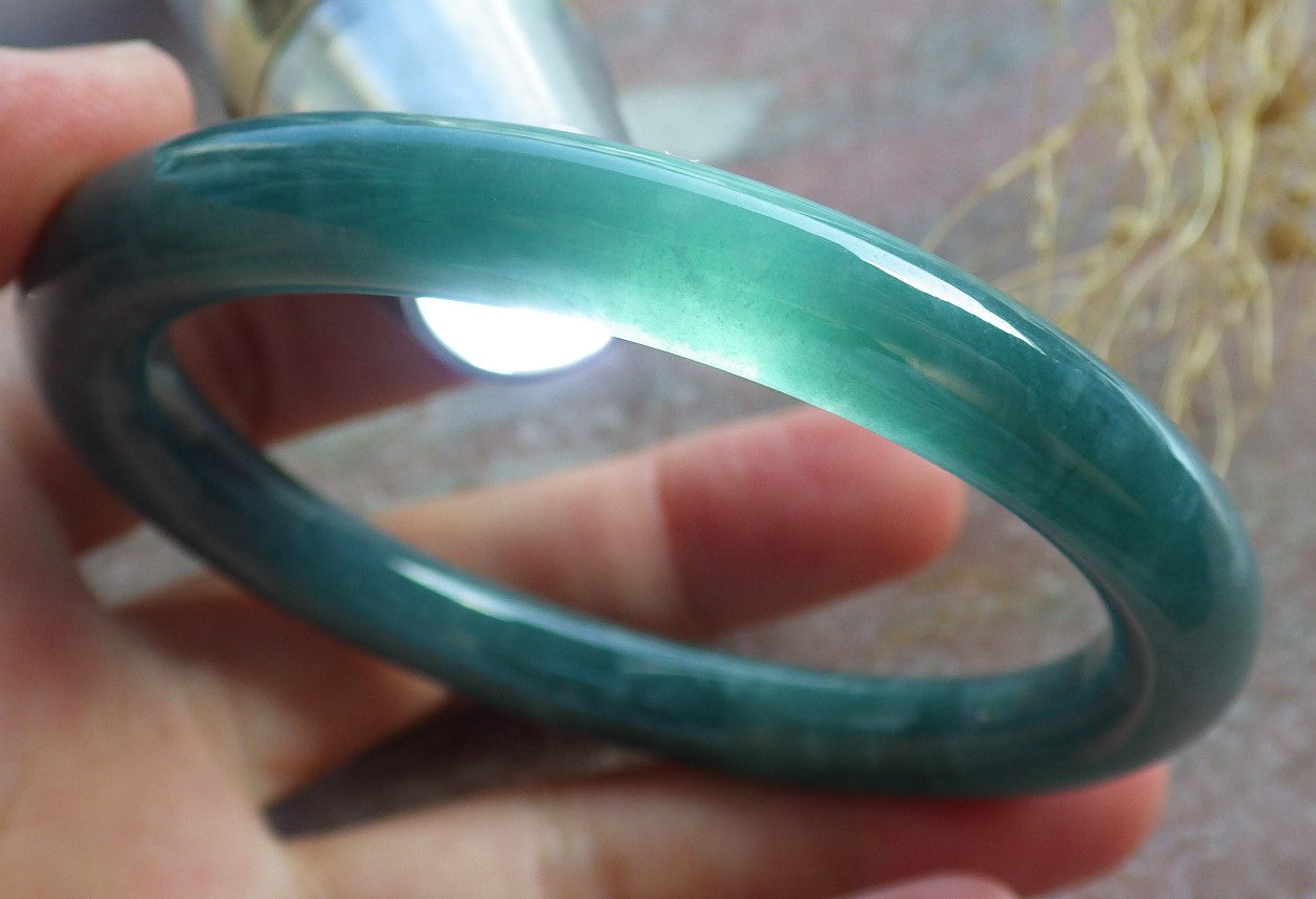 Certified Icy Green Burma 100% Natural A JADE Jadeite Bangle Bracelet 55 mm 手镯 638553 TN