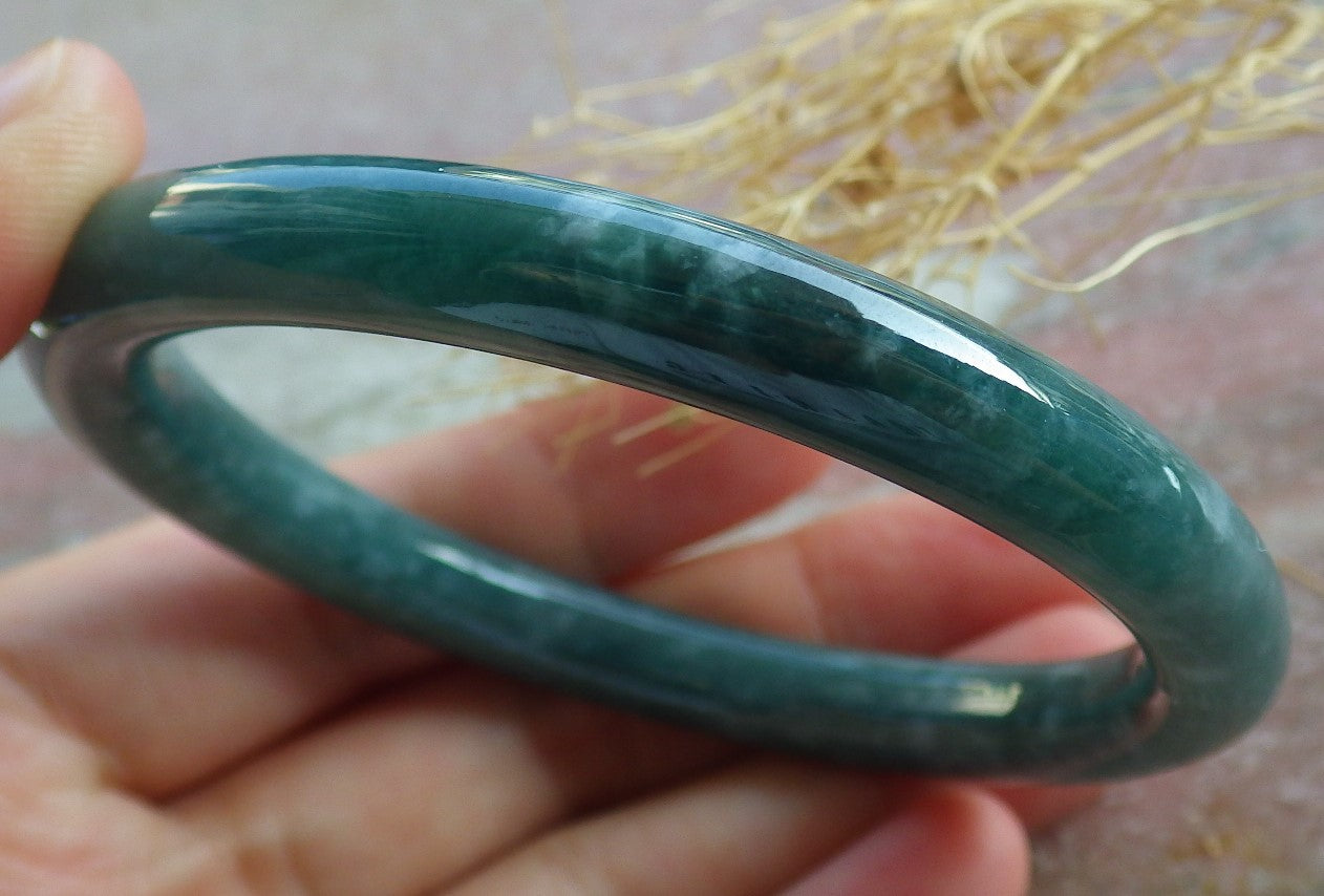 Certified Green Burma 100% Natural A JADE Jadeite Bangle Bracelet 57 mm 手镯 638601 TN