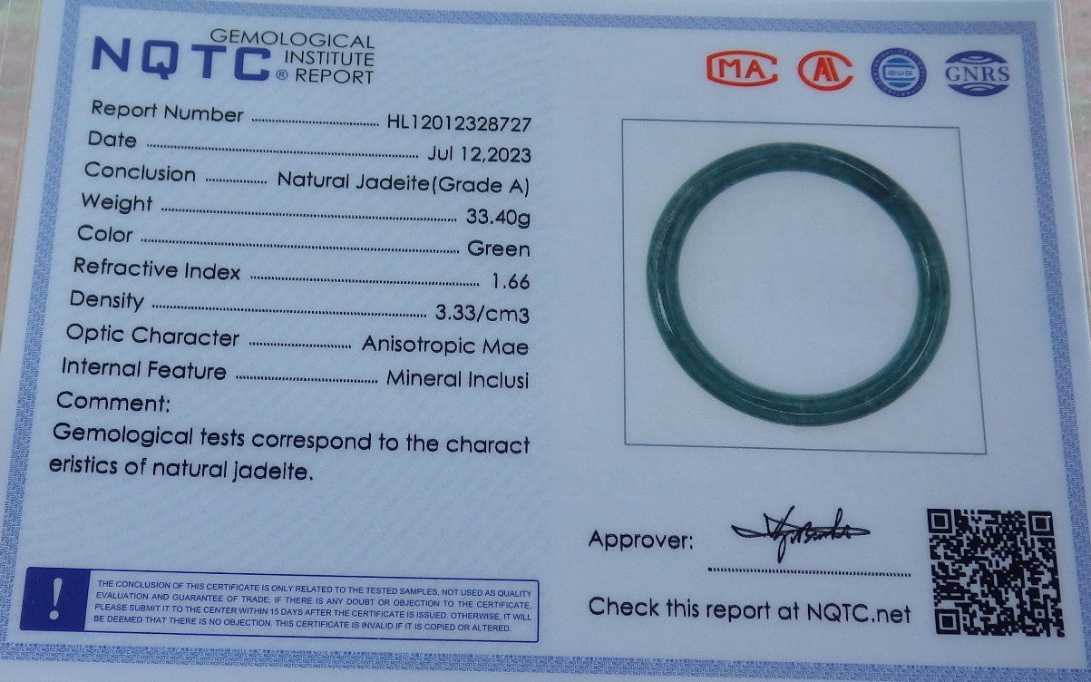 Certified Green Burma 100% Natural A JADE Jadeite Bangle Bracelet 57 mm 手镯 638601 TN