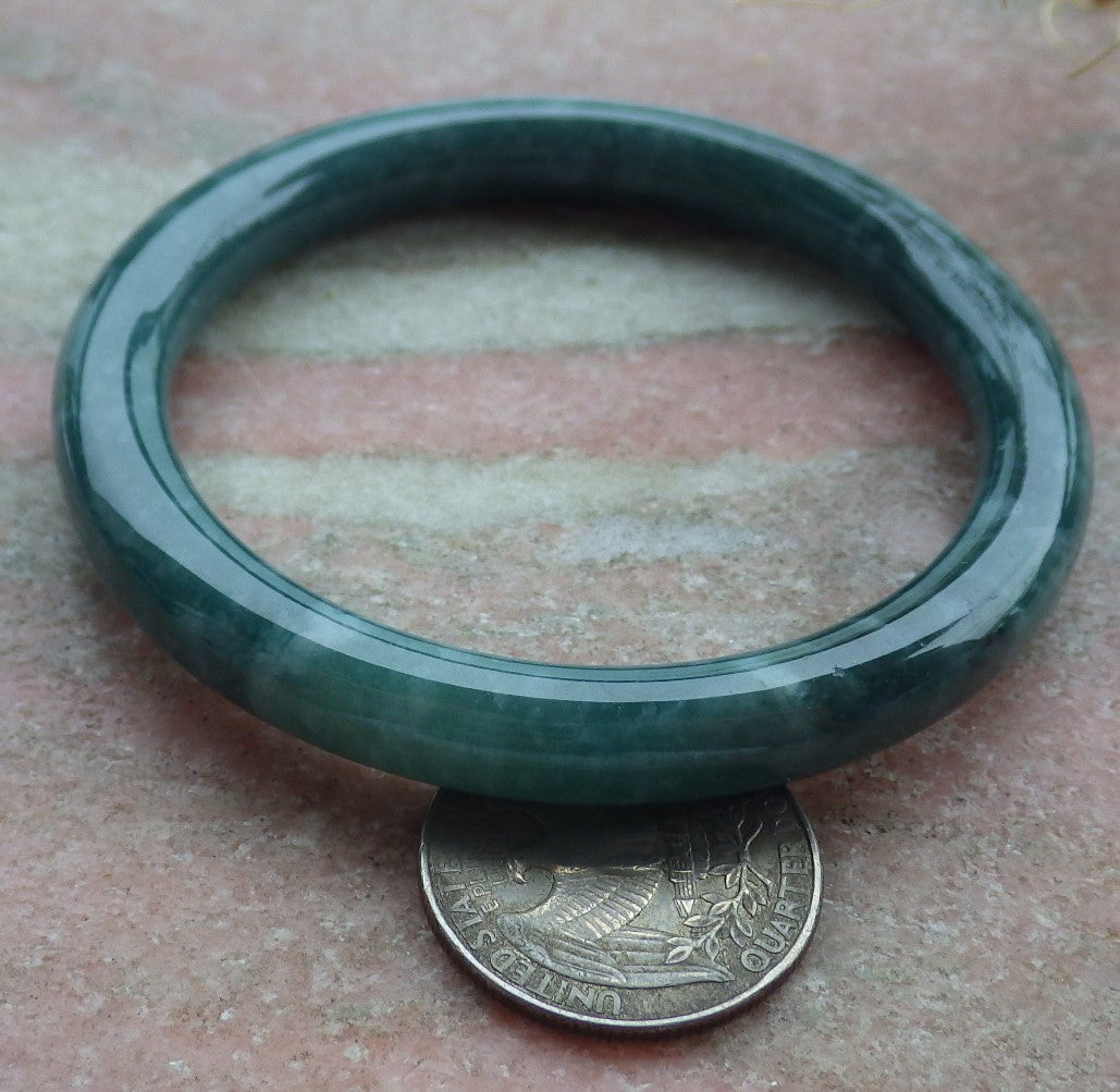 Certified Icy Green Burma 100% Natural A JADE Jadeite Circle Bangle Bracelet 56 mm 手镯 638773 TN