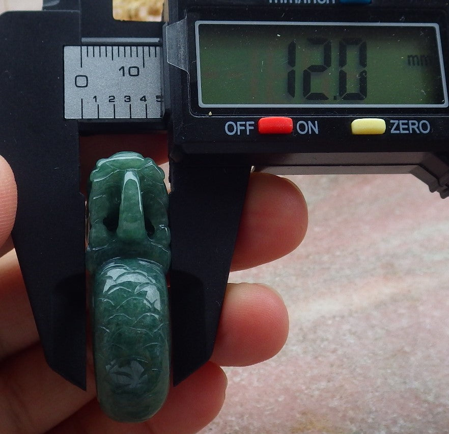 Certified Green Burma 100% Natural A JADE Jadeite Dragon RING USA. 9 龙戒指 638901 TN
