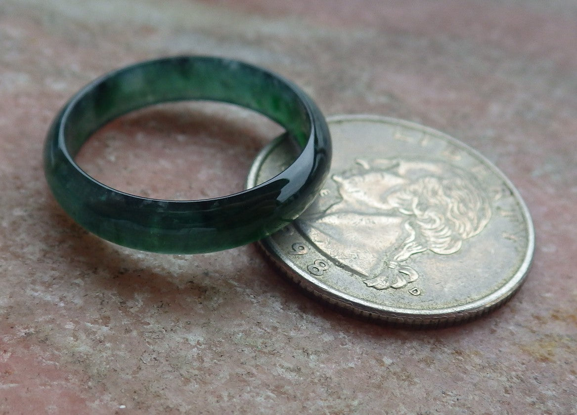 Certified Icy Green Burma 100% Natural A JADE Jadeite Circle RING USA. 8.75 戒指 638921 TN