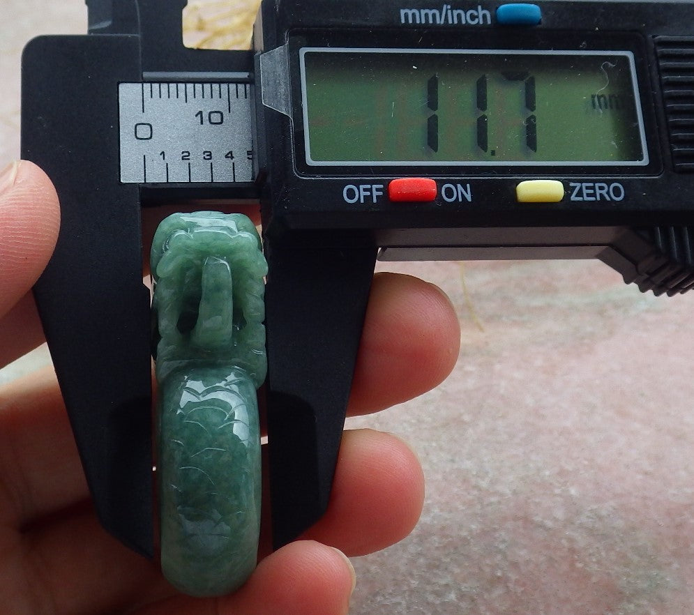 Certified Green Burma 100% Natural A JADE Jadeite Dragon RING USA. 10 龙戒指 638972 TN