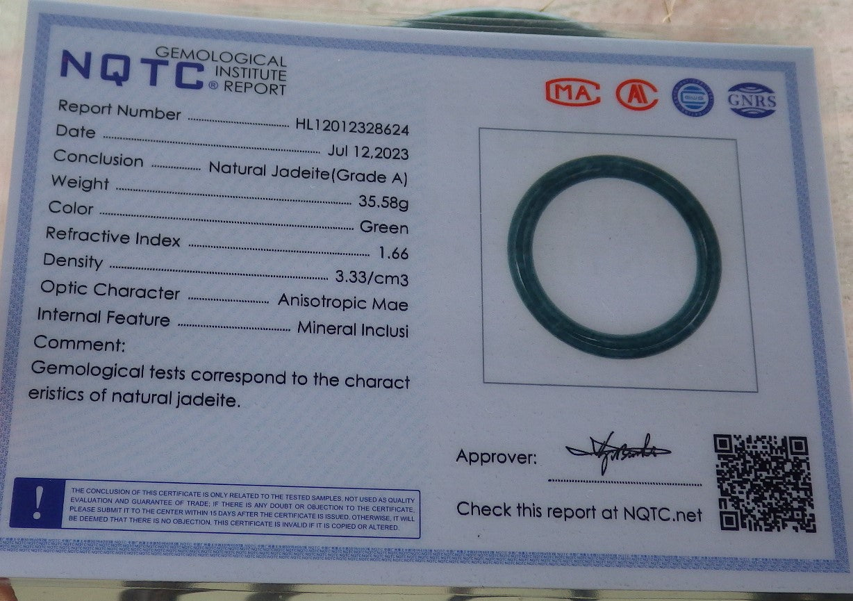 Certified Icy Green Burma 100% Natural A JADE Jadeite Circle Bangle Bracelet 55 mm 手镯 639113 TN