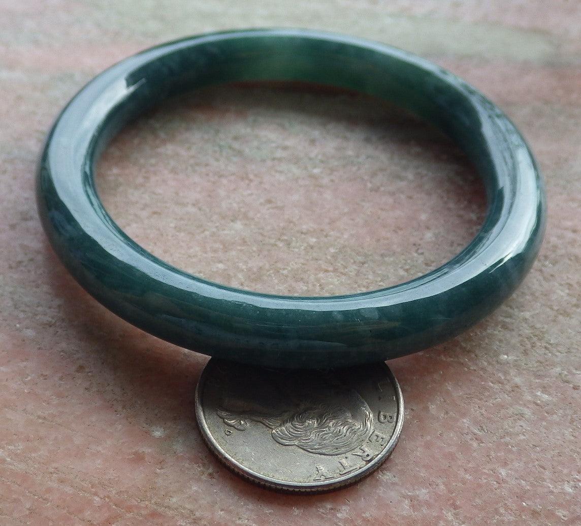 Certified Icy Green Burma 100% Natural A JADE Jadeite Circle Bangle Bracelet 54mm 手镯 639123 TN