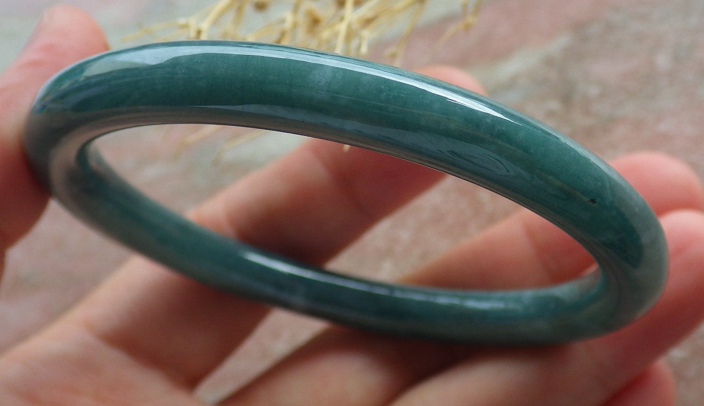 Certified Icy Green Burma 100% Natural A JADE Jadeite Circle Bangle Bracelet 55 mm 手镯 639142 TN