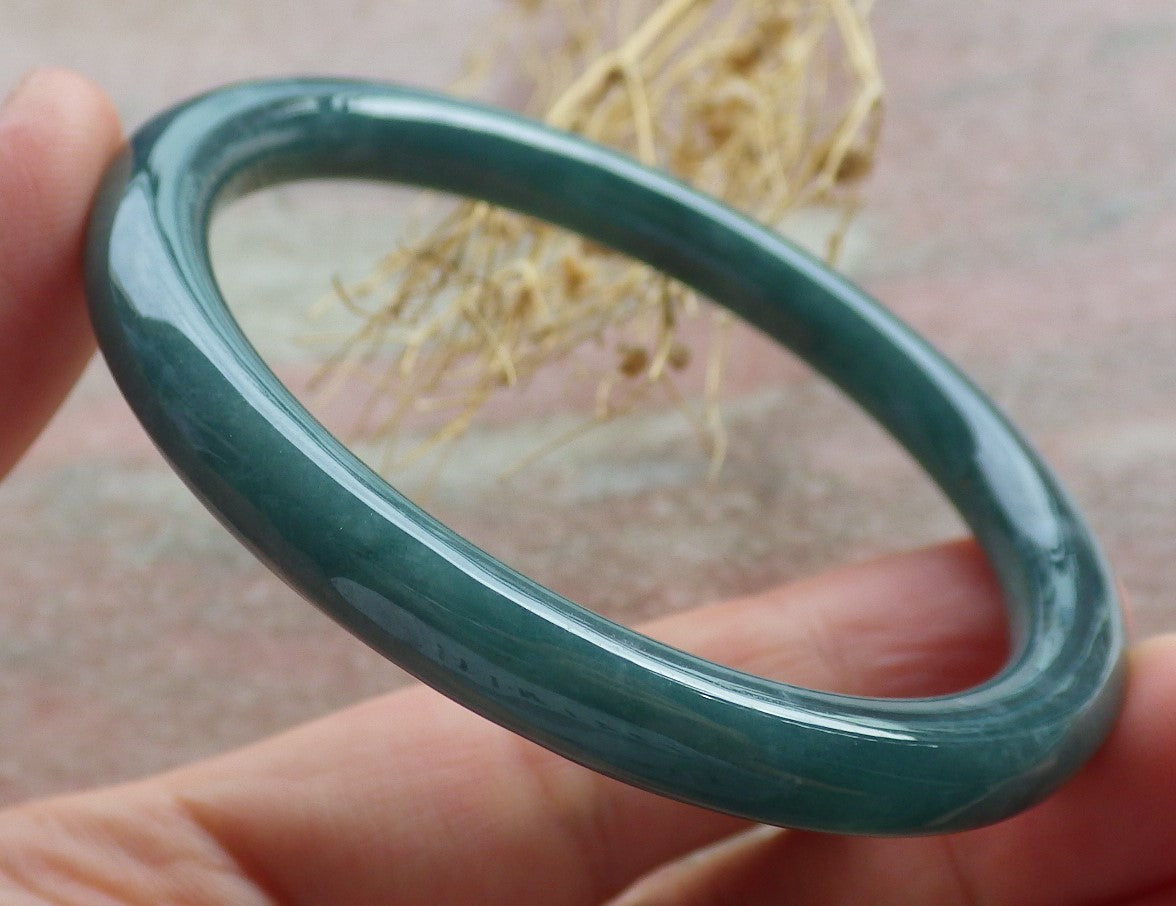 Certified Icy Green Burma 100% Natural A JADE Jadeite Circle Bangle Bracelet 55 mm 手镯 639142 TN