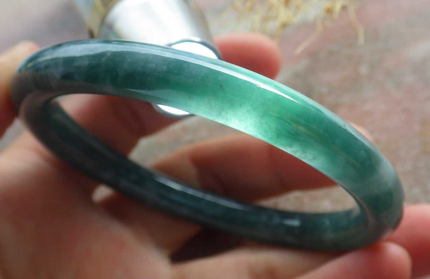 Certified Icy Green Burma 100% Natural A JADE Jadeite Circle Bangle Bracelet 58 mm 手镯 639159 TN