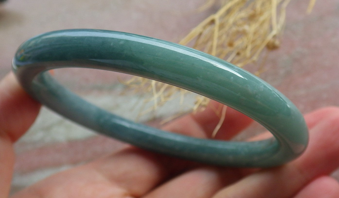 Certified Icy Green Burma 100% Natural A JADE Jadeite Circle Bangle Bracelet 60 mm 手镯 639211 TN