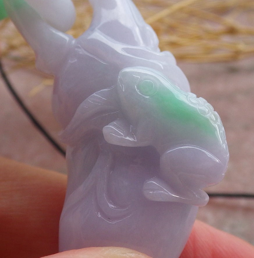 Certified Green Lavender Burma 100% Natural A Jade jadeite Pendant Frog Toad Pumpkin W Ring 招财蟾 639331 TN