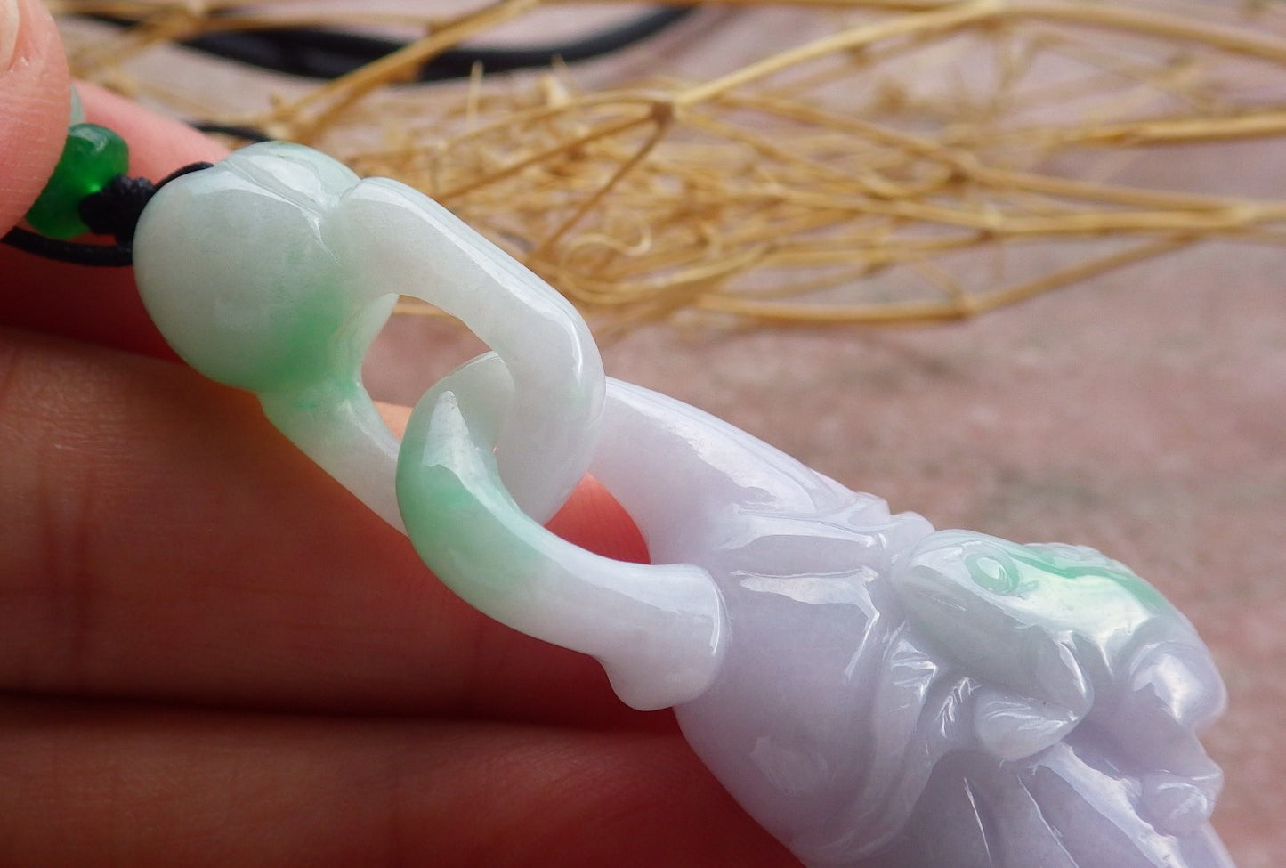 Certified Green Lavender Burma 100% Natural A Jade jadeite Pendant Frog Toad Pumpkin W Ring 招财蟾 639331 TN