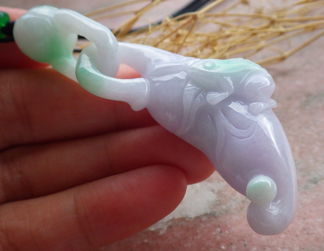 Certified Green Lavender Burma 100% Natural A Jade jadeite Pendant Frog Toad Pumpkin W Ring 招财蟾 639331 TN