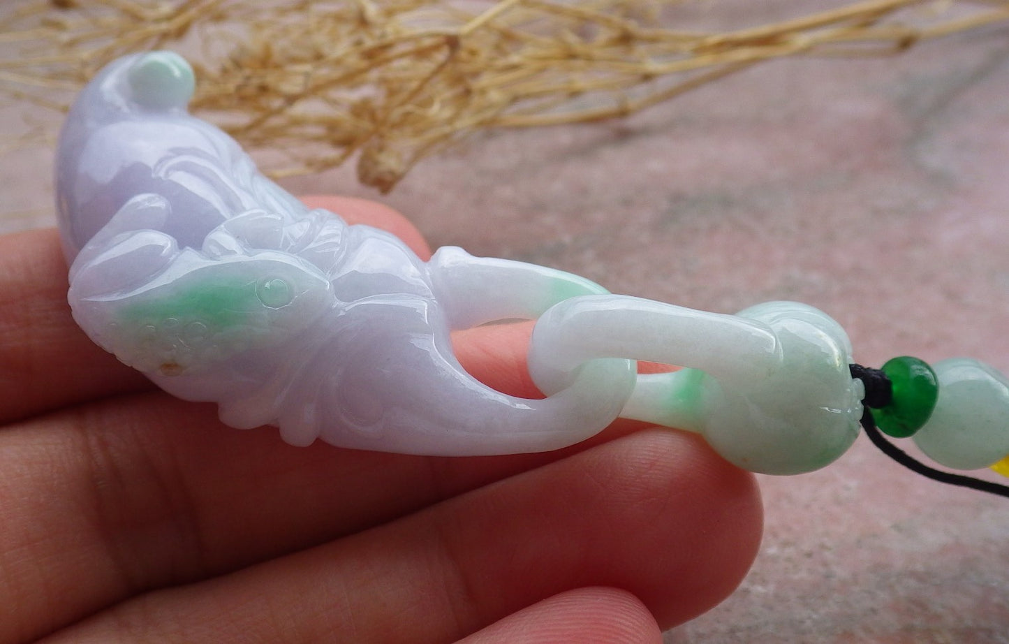 Certified Green Lavender Burma 100% Natural A Jade jadeite Pendant Frog Toad Pumpkin W Ring 招财蟾 639331 TN