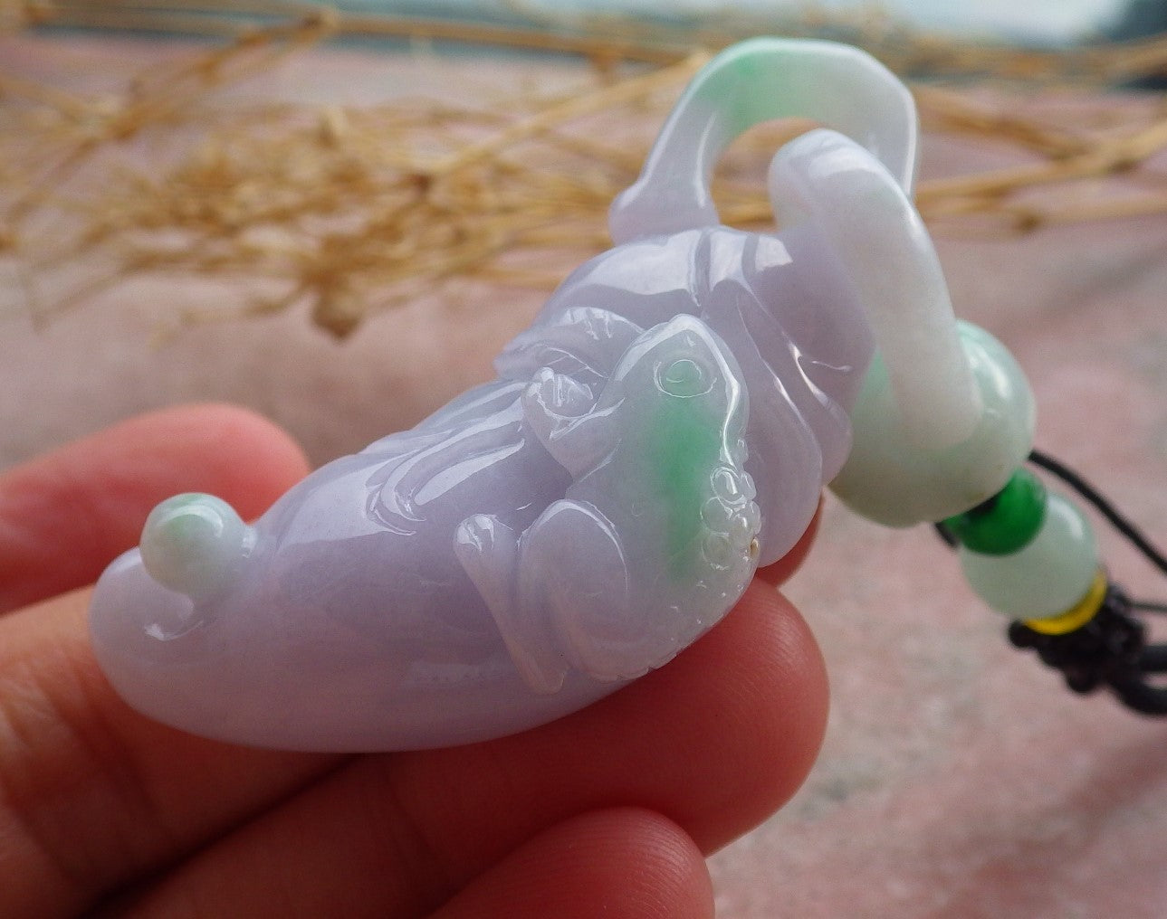 Certified Green Lavender Burma 100% Natural A Jade jadeite Pendant Frog Toad Pumpkin W Ring 招财蟾 639331 TN