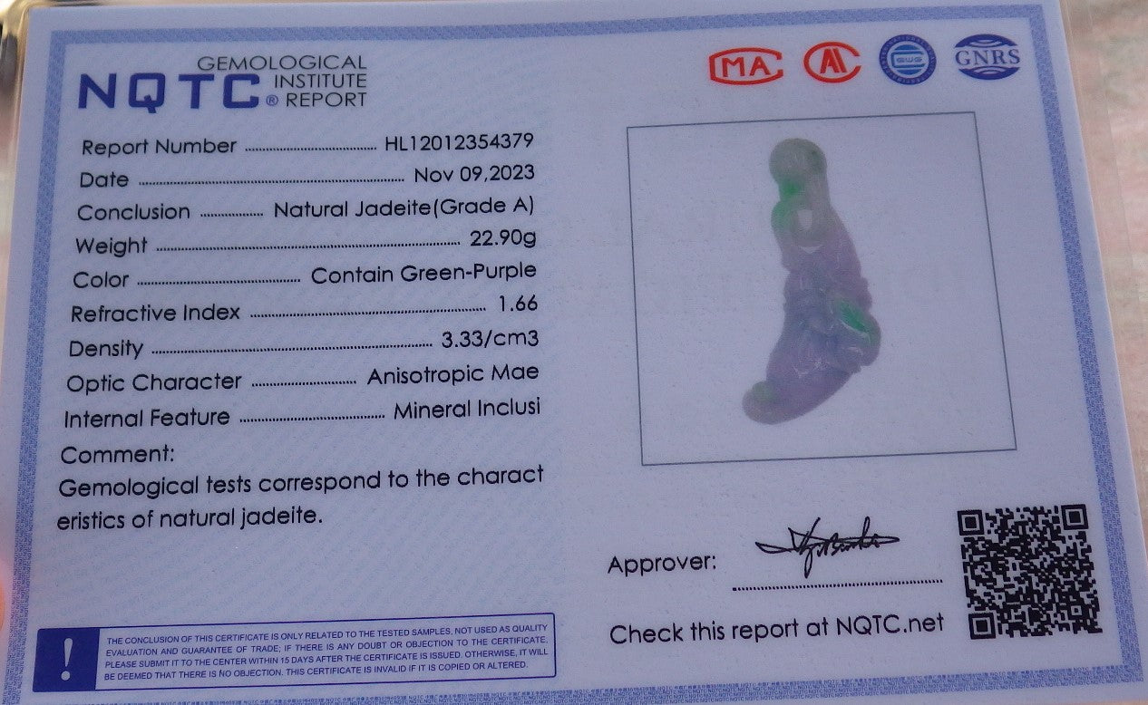 Certified Green Lavender Burma 100% Natural A Jade jadeite Pendant Frog Toad Pumpkin W Ring 招财蟾 639331 TN