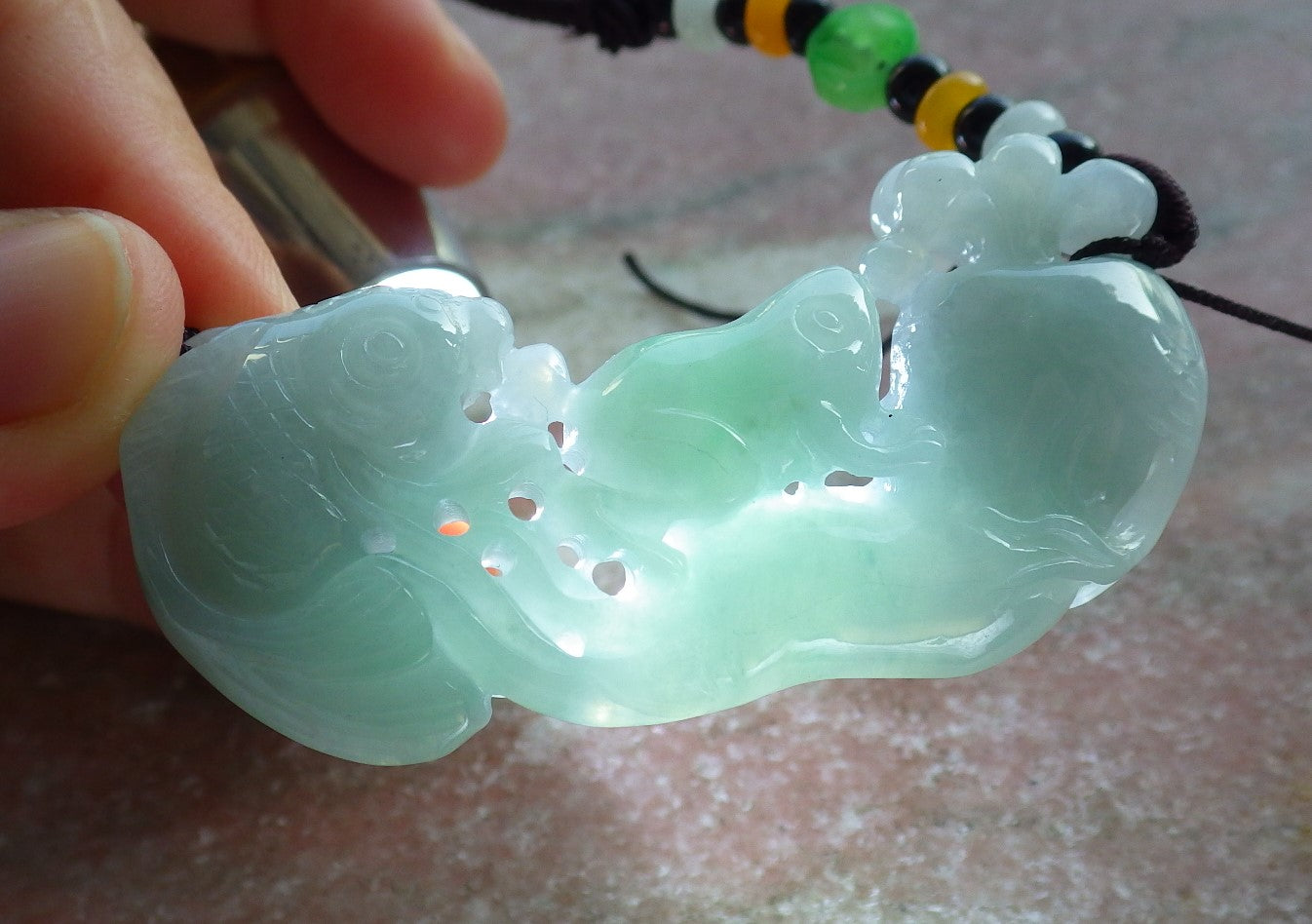 Certified Green Burma 100% Natural A Jade jadeite Pendant Frog Toad Fish Ginseng Coin Necklace 招财蟾 639849 TN