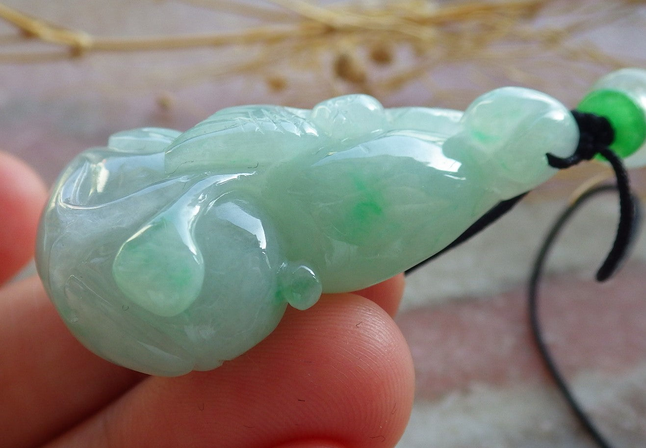 Certified Green Burma 100% Natural A Jade jadeite Pendant Phoenix Bird Gourd Coin Necklace 639857 TN