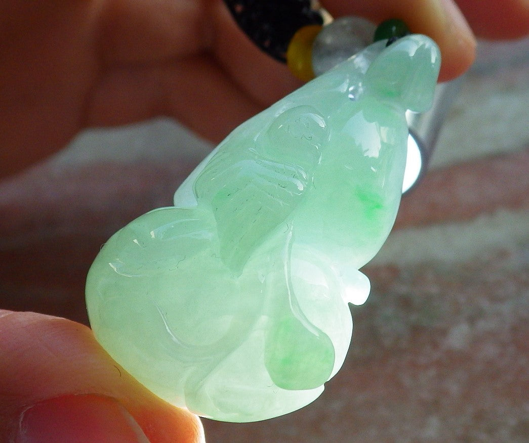 Certified Green Burma 100% Natural A Jade jadeite Pendant Phoenix Bird Gourd Coin Necklace 639857 TN