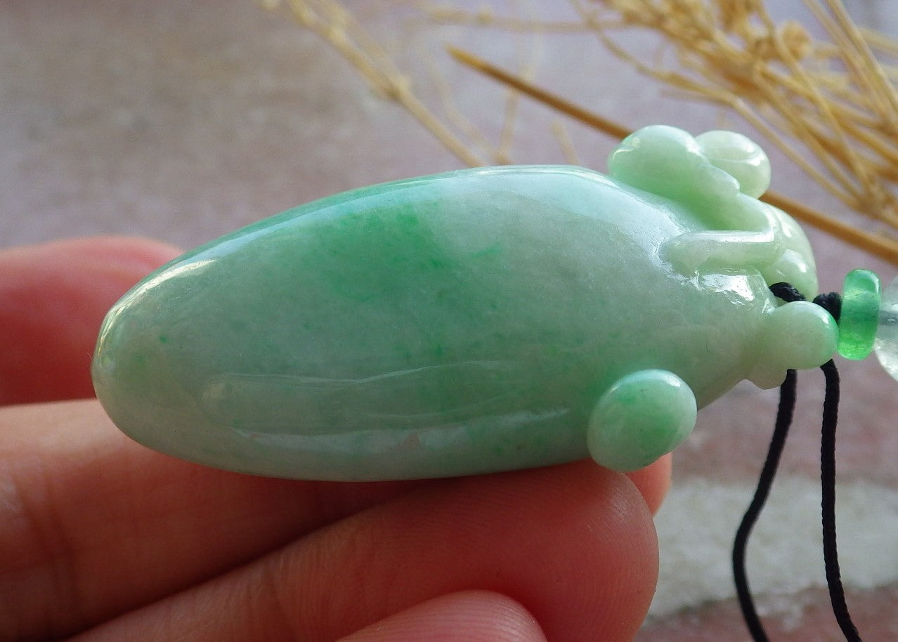 Certified Green Burma 100% Natural A Jade jadeite Pendant Monkey Peach Coin Necklace 猴子 639943 TN