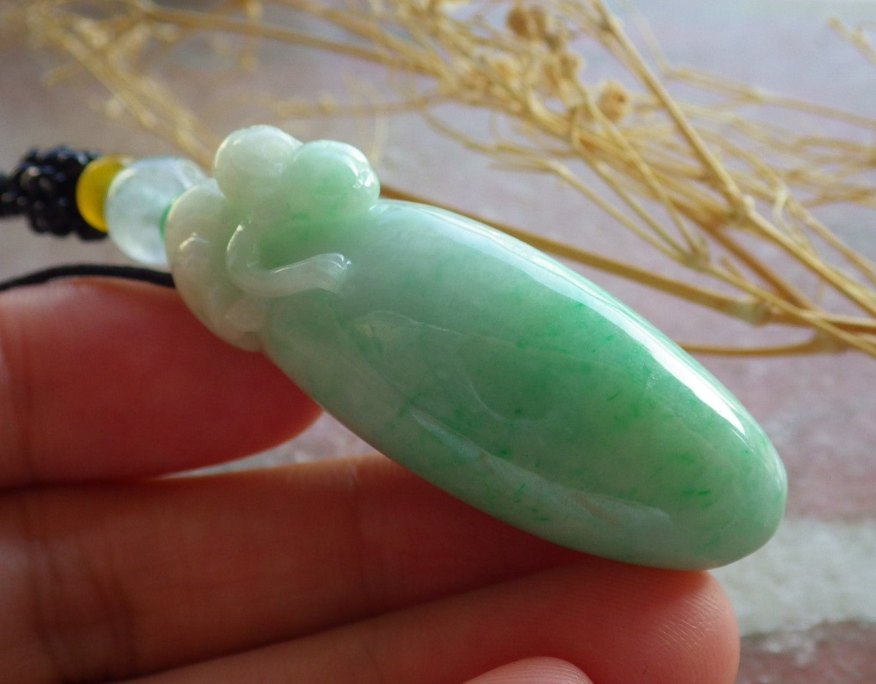 Certified Green Burma 100% Natural A Jade jadeite Pendant Monkey Peach Coin Necklace 猴子 639943 TN