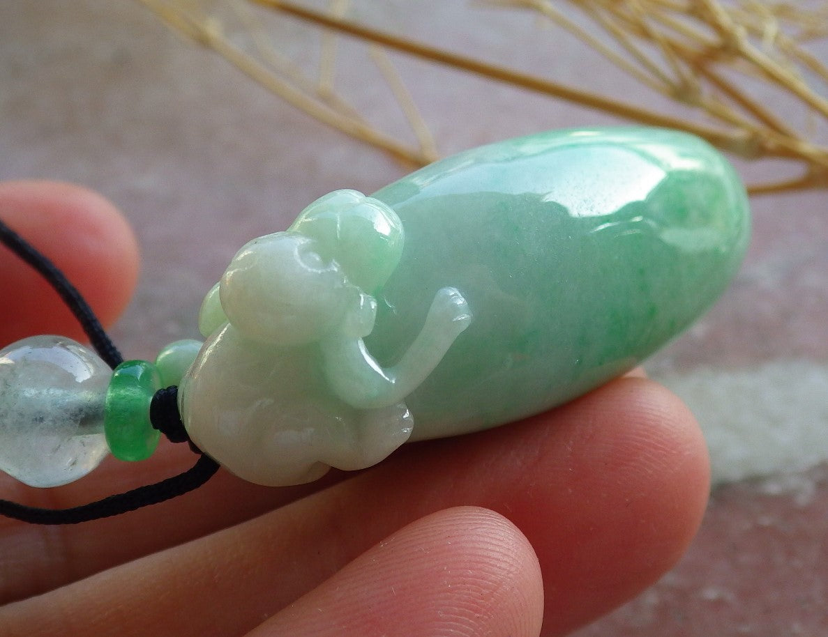 Certified Green Burma 100% Natural A Jade jadeite Pendant Monkey Peach Coin Necklace 猴子 639943 TN