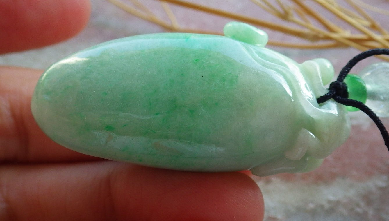 Certified Green Burma 100% Natural A Jade jadeite Pendant Monkey Peach Coin Necklace 猴子 639943 TN