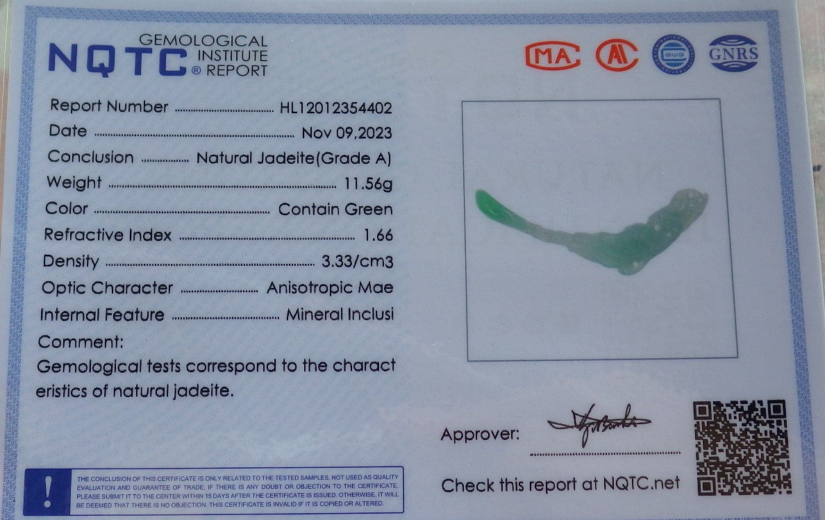 Certified Icy Green Burma 100% Natural A Jade jadeite Pendant Phoenix Ruyi Necklace 凤凰 639968 TN