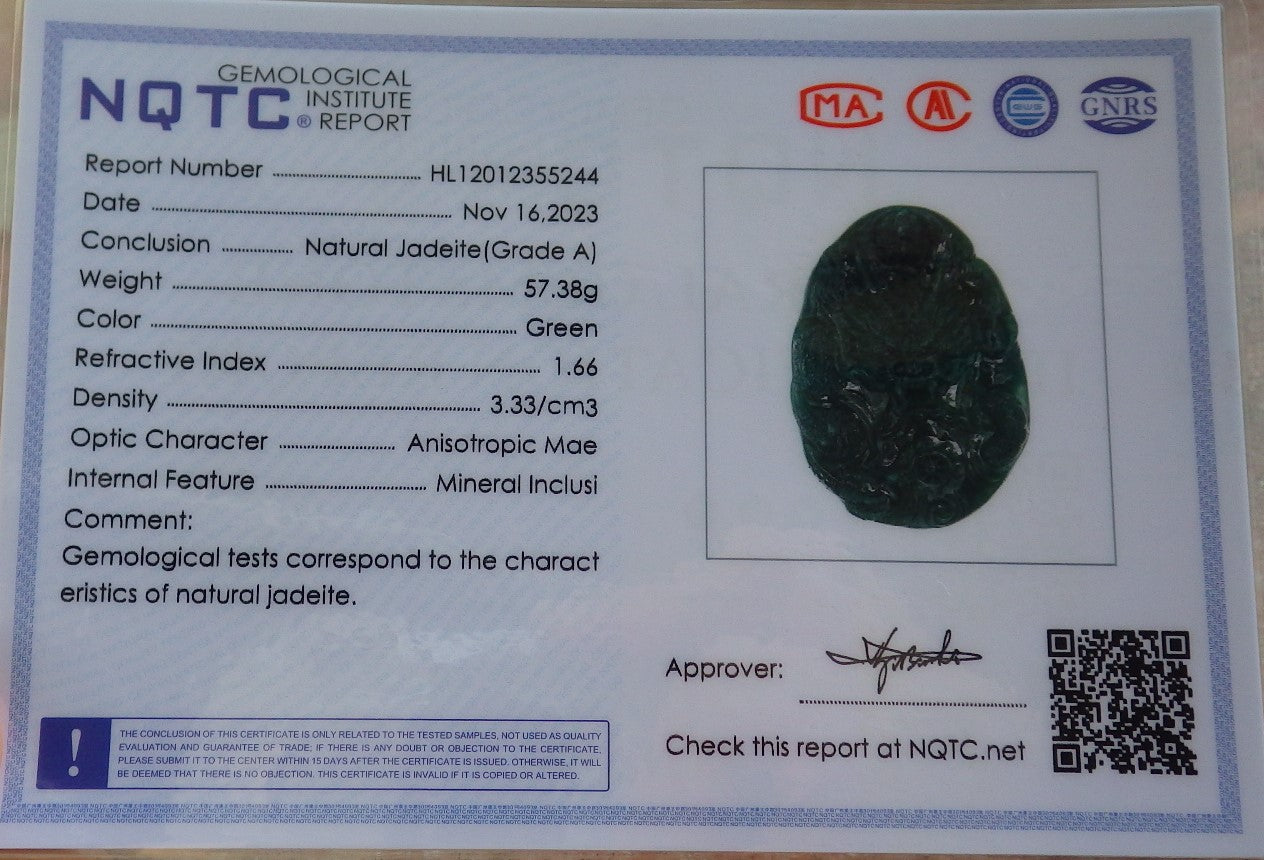 Certified Icy Blue Water Green Burma 100% Natural A Jade jadeite Pendant Dragon Bead Necklace 生意兴隆 640003 TN