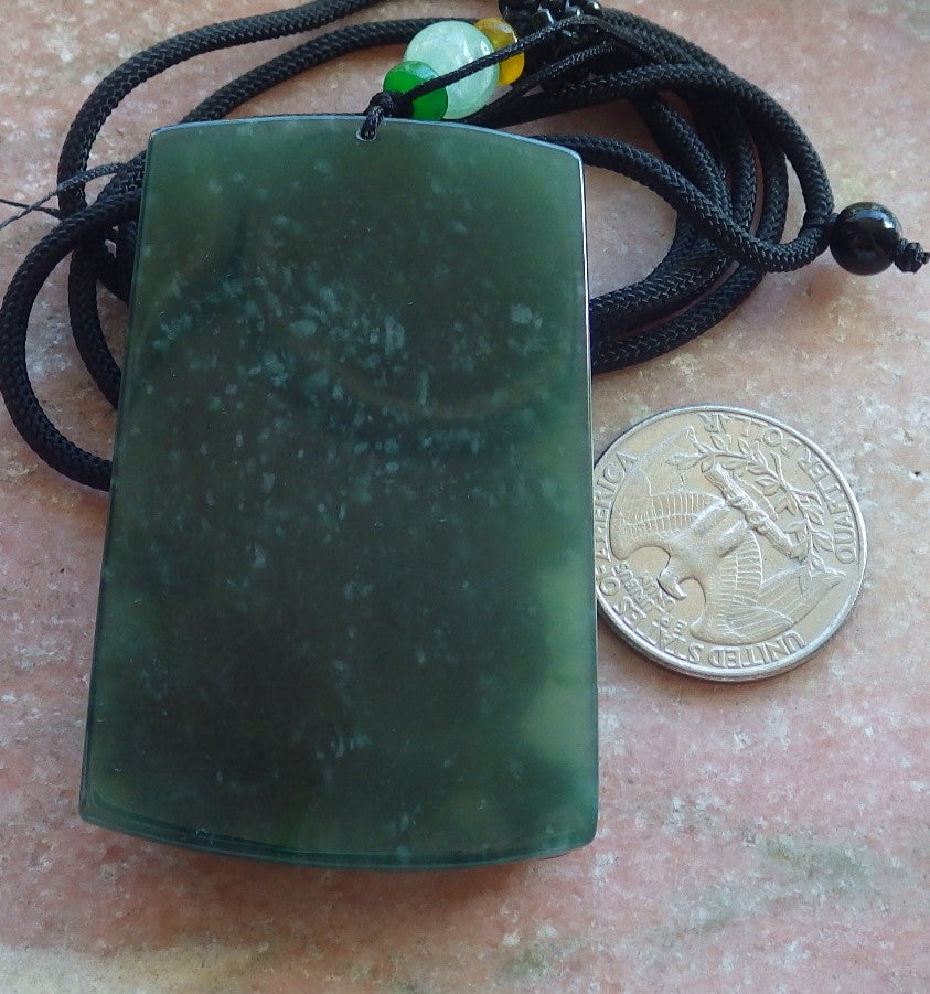 Certified Icy Green Burma 100% Natural A Jade jadeite Pendant Dragon Bead Necklace 生意兴隆 640196 TN