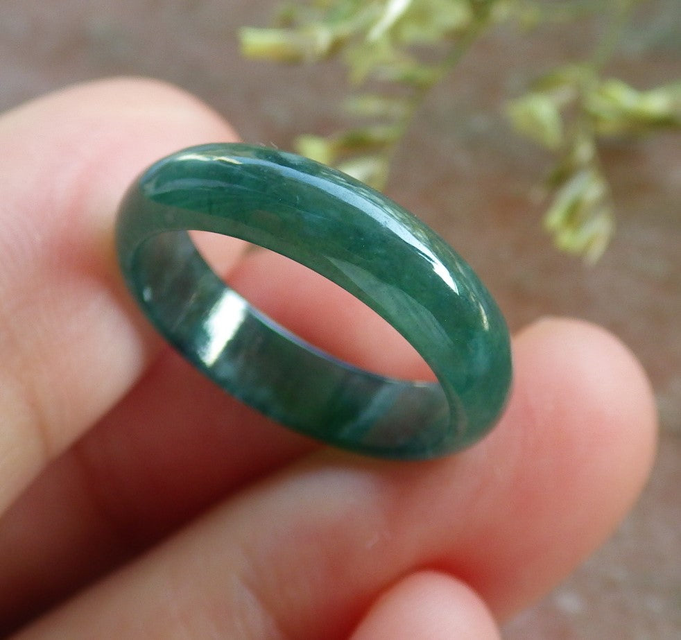Certified Icy Green Burma 100% Natural A JADE Jadeite Circle RING USA. 5.75 戒指 640849 TN