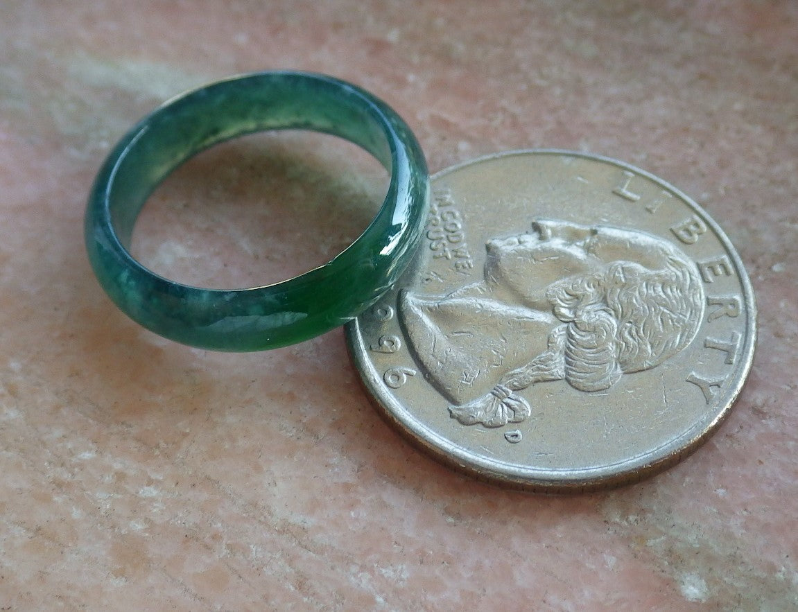Certified Icy Green Burma 100% Natural A JADE Jadeite Circle RING USA. 5.75 戒指 640849 TN