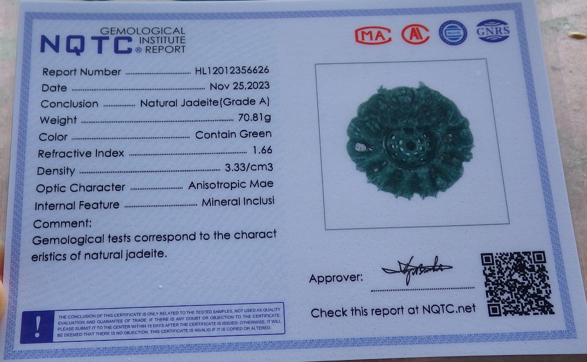Certified Icy Green Burma 100% Natural A Jade jadeite Pendant 9 Dragon Bead Necklace 九龙戏珠 641302 TN