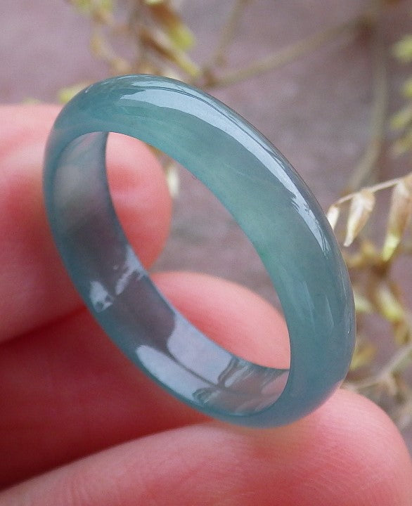 Certified Icy Green Pale Lavender Burma 100% Natural A JADE Jadeite Circle RING USA. 7.75 戒指 641501 TN