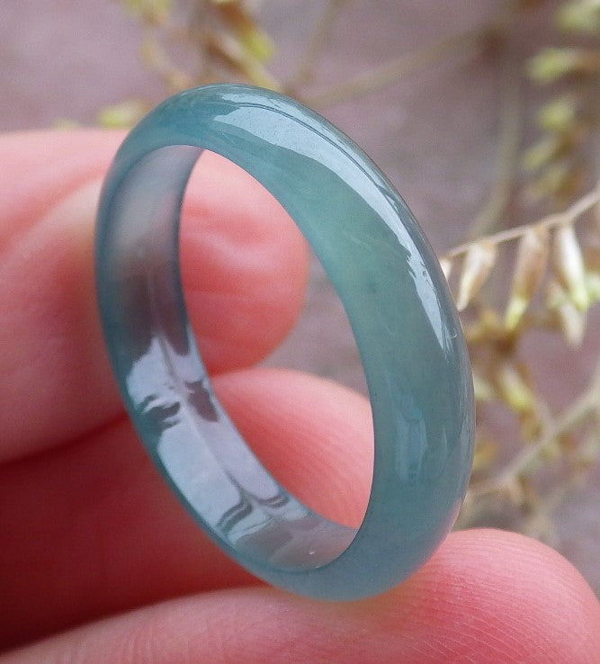 Certified Icy Green Pale Lavender Burma 100% Natural A JADE Jadeite Circle RING USA. 7.75 戒指 641501 TN