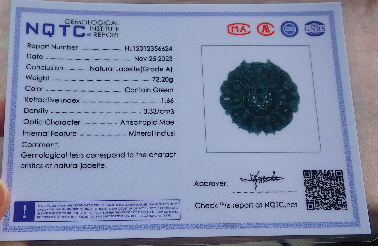 Certified Icy Green Burma 100% Natural A Jade jadeite Pendant 9 Dragon Bead Necklace 九龙戏珠 641560 TN