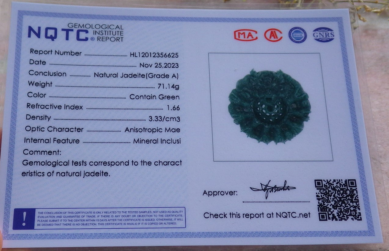 Certified Icy Green Burma 100% Natural A Jade jadeite Pendant 9 Dragon Bead Necklace 九龙戏珠 641572 TN