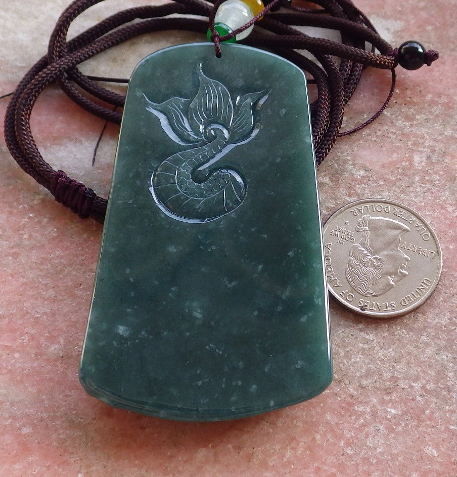 Certified Icy Green Burma 100% Natural A Jade jadeite Pendant Guanyin Kwan Yin Dragon Necklace 观音 641867 TN