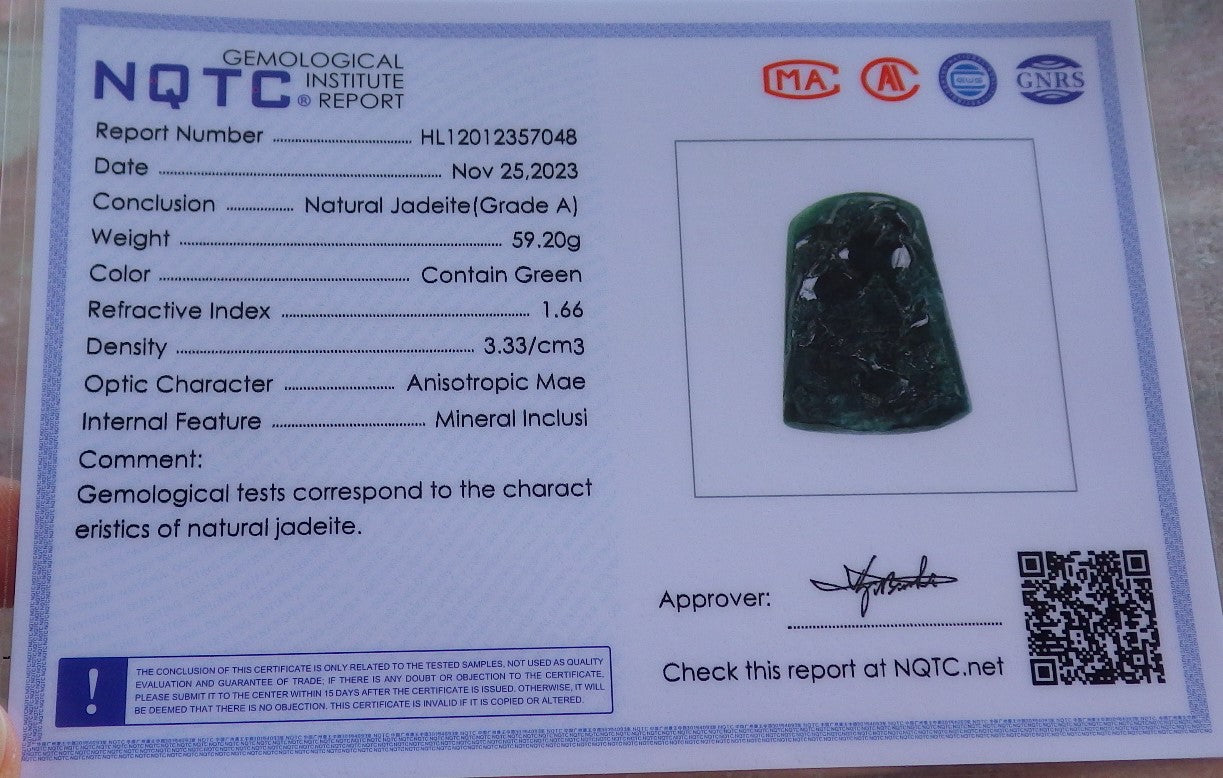 Certified Icy Green Burma 100% Natural A Jade jadeite Landscape painting Tree Necklace Necklace 山水画 642072 TN