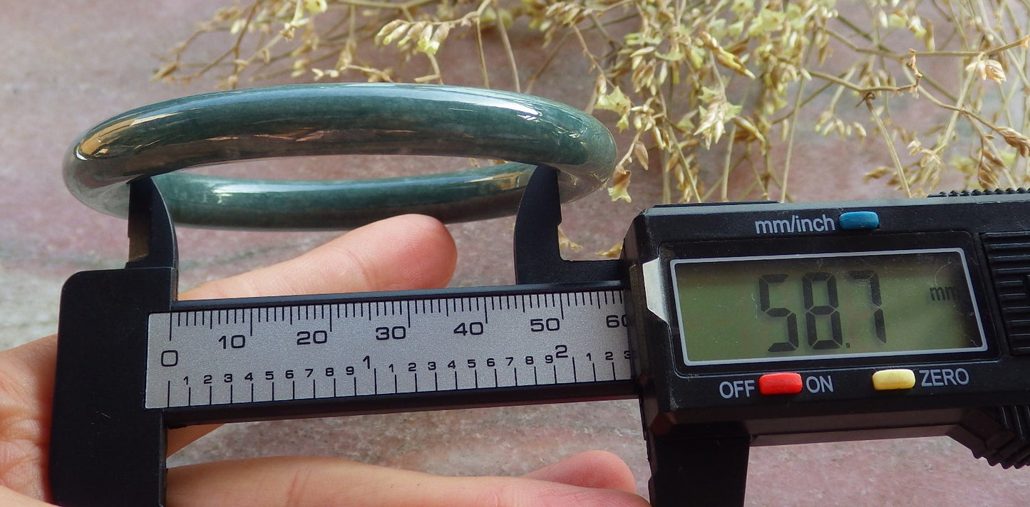 Certified Green Burma 100% Natural A JADE Jadeite Circle Bangle Bracelet 59 mm 手镯 642175 TN