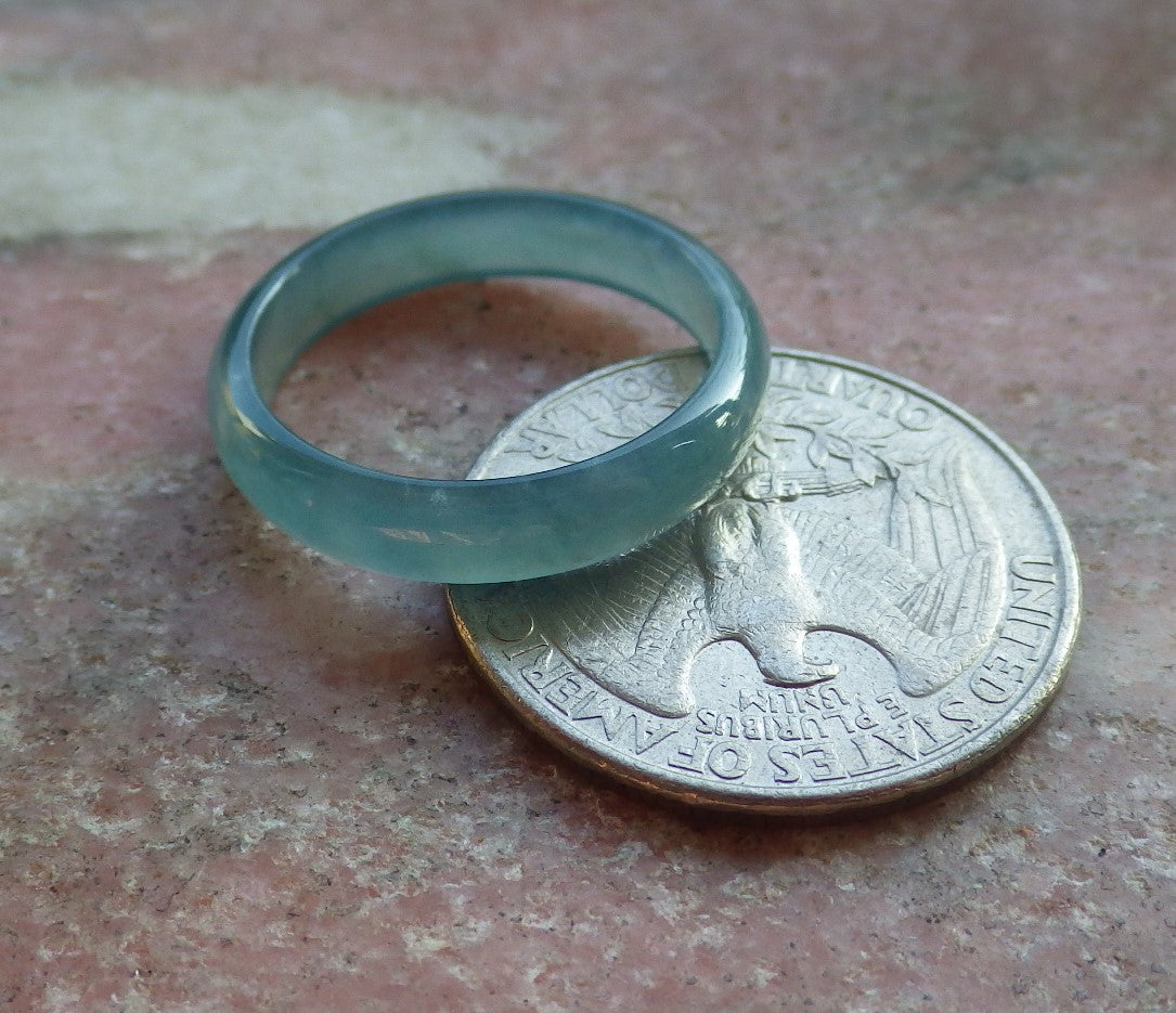 Certified Icy Green Burma 100% Natural A JADE Jadeite Circle RING USA. 7.75 戒指 642185 TN